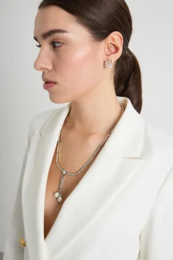 Collana di strass con ciondoli - Argento
