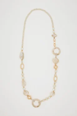 Collana lunga con pietre - Beige