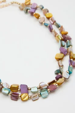 Collana multifilo di pietre - Beige