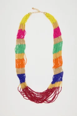 Collana multifilo multicolore - Beige