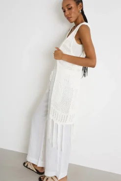 Copri costume con frange - Bianco