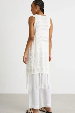 Copri costume con frange - Bianco