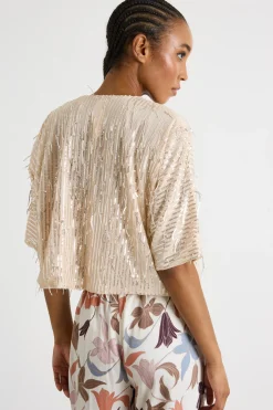 Coprispalle con strass - Beige