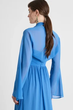 Coprispalle in georgette - Azzurro