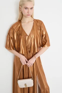 Coprispalle in georgette laminata - Bronzo