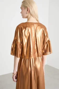 Coprispalle in georgette laminata - Bronzo