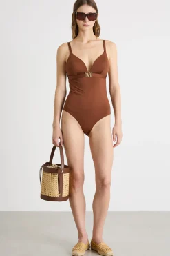 Costume intero in jersey - Marrone