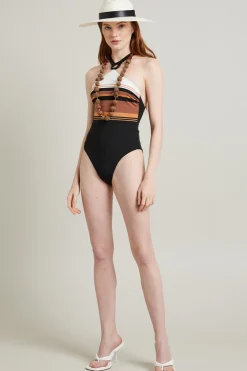Costume intero jacquard - Nero