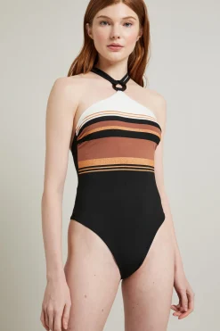 Costume intero jacquard - Nero