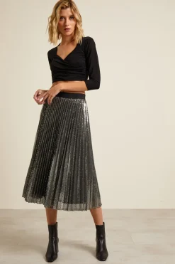 Crop top incrociato in jersey - Nero