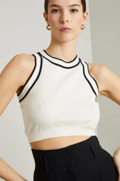 Crop top vogatore in maglia - Bianco