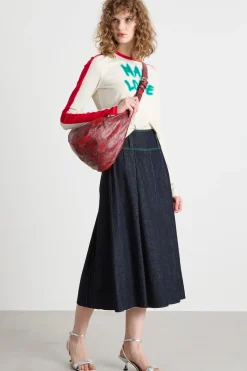 Crop T-shirt con maniche lunghe - Bianco Rosso