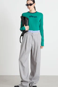 Crop T-shirt con maniche lunghe - Verde