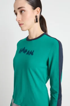 Crop T-shirt con maniche lunghe - Verde