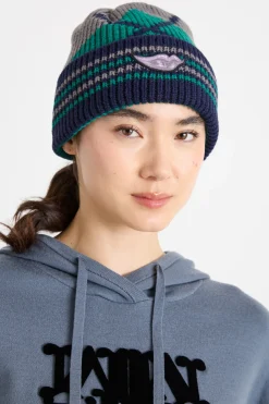 Cuffia con patch e intarsio - Verde Blu