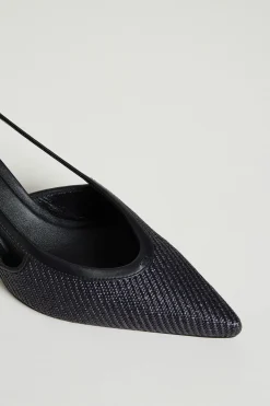 Décolleté effetto rafia - Nero