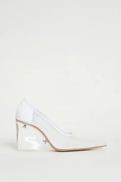 Décolleté trasparenti con zeppa - Bianco