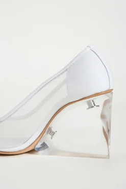 Décolleté trasparenti con zeppa - Bianco
