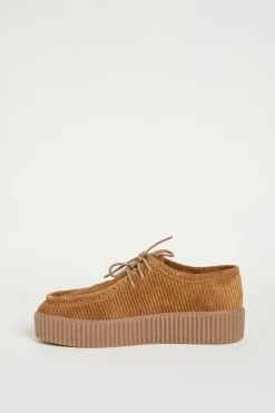 Derby in suede a costine - Cammello