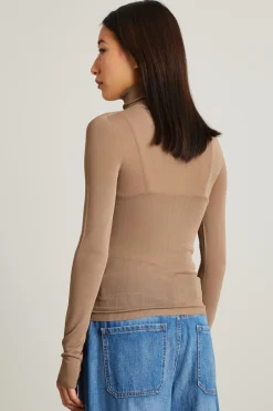 Dolcevita in maglia crépe - Marrone Chiaro