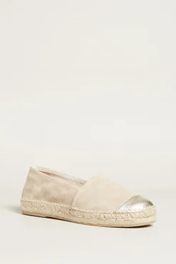 Espadrillas in pelle - Beige Argento