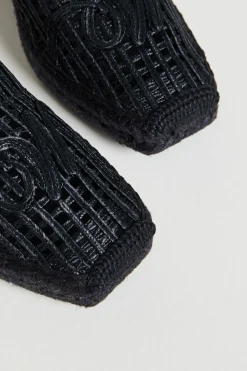 Espadrillas effetto rafia - Nero