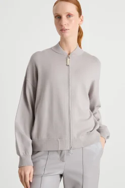 Felpa boxy con zip - Grigio