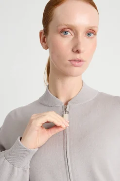 Felpa boxy con zip - Grigio