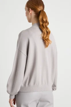 Felpa boxy con zip - Grigio