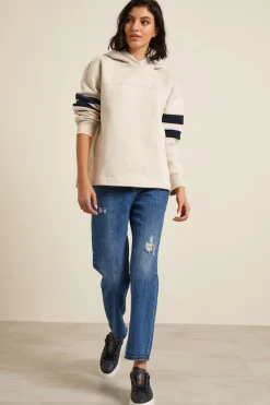 Felpa con cappuccio - Ecru Blu Notte