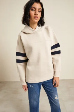 Felpa con cappuccio - Ecru Blu Notte