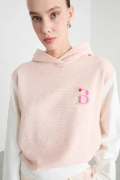 Felpa con cappuccio - Rosa Bianco