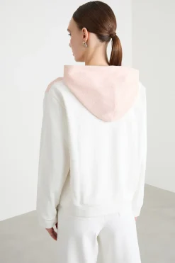 Felpa con cappuccio - Rosa Bianco