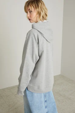 Felpa con cappuccio stampata - Grigio