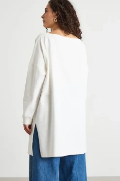 Felpa con spacchi - Bianco