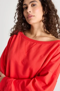 Felpa con spacchi - Rosso