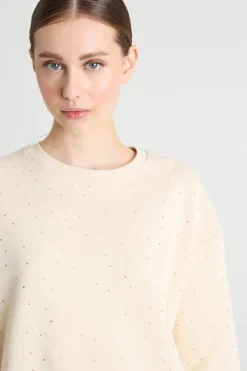 Felpa con strass - Avorio