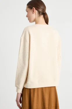 Felpa con strass - Avorio