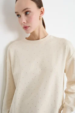 Felpa con strass - Bianco