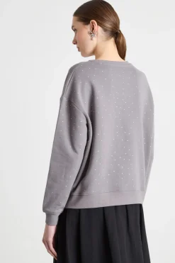 Felpa con strass - Grigio