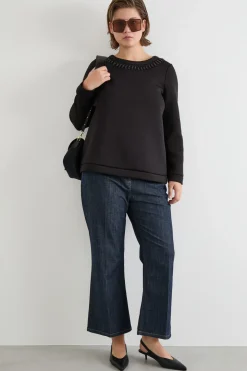 Felpa con strass - Nero
