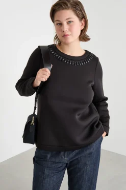 Felpa con strass - Nero
