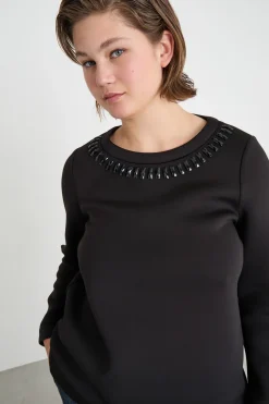 Felpa con strass - Nero