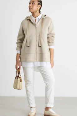 Felpa con tasche a marsupio - Beige