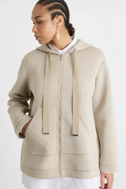 Felpa con tasche a marsupio - Beige