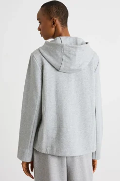Felpa con zip e cappuccio - Grigio