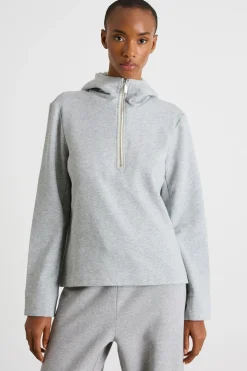 Felpa con zip e cappuccio - Grigio