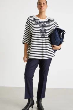 Felpa in jersey con ricami - Bianco Blu