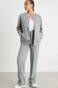 Felpa in jersey con ricamo - Grigio
