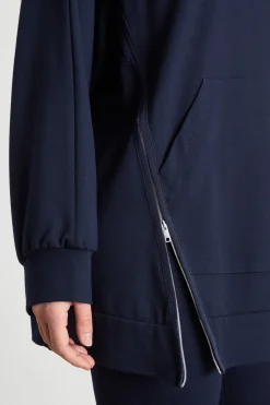 Felpa in jersey con zip diagonale - Blu